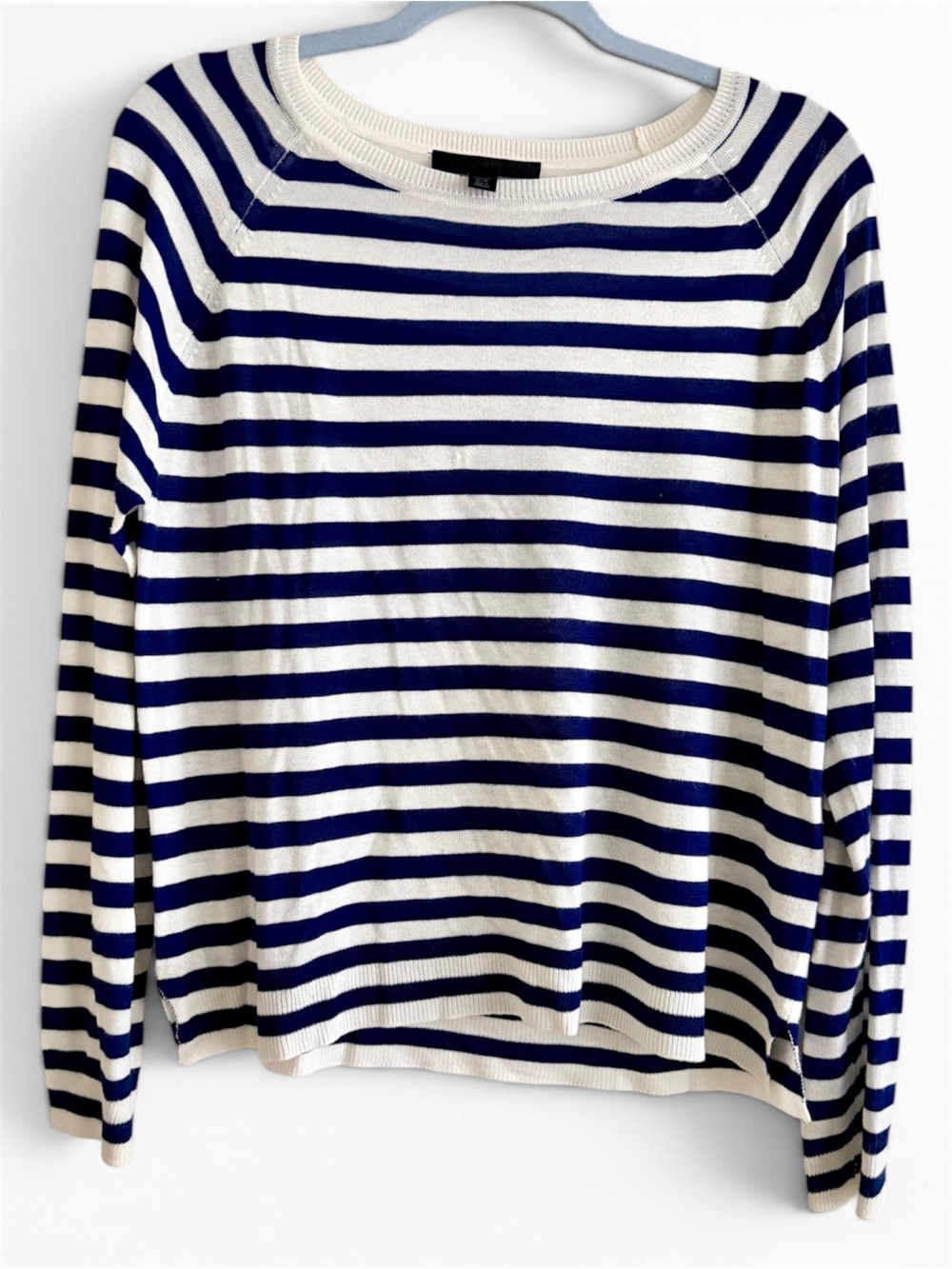 ZARA Striped Navy and White Long-Sleeve Women's Top | Size Small